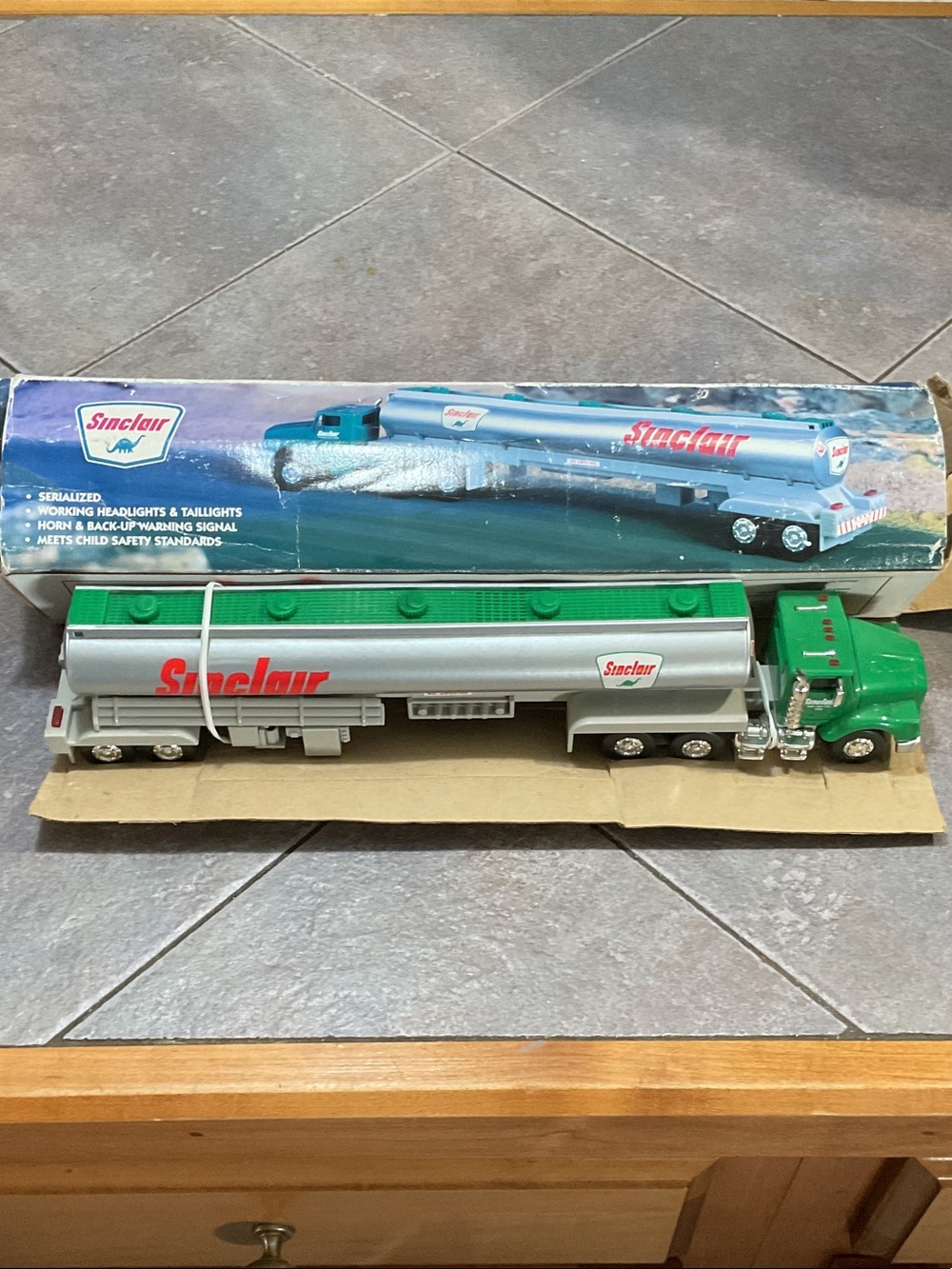 Sinclair Green & Silver Tanker Truck Toy - Kids Vehicles 1996